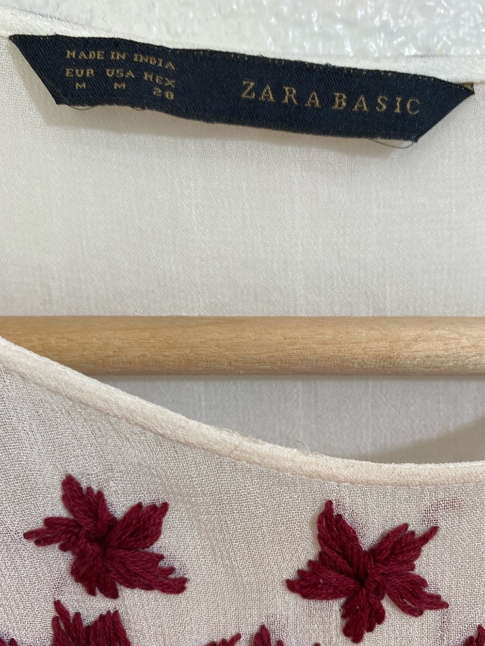 Zara Embroidered Floral Bohemian Cotton Peasant Blouse Size Medium - Picture 8 of 8